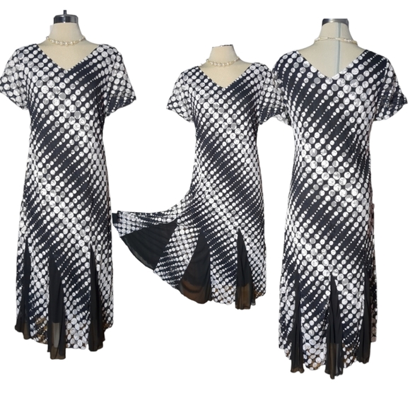 *New* MACCINE Luxury Black and White Polka Dot Dress Size XL - Picture 5 of 15